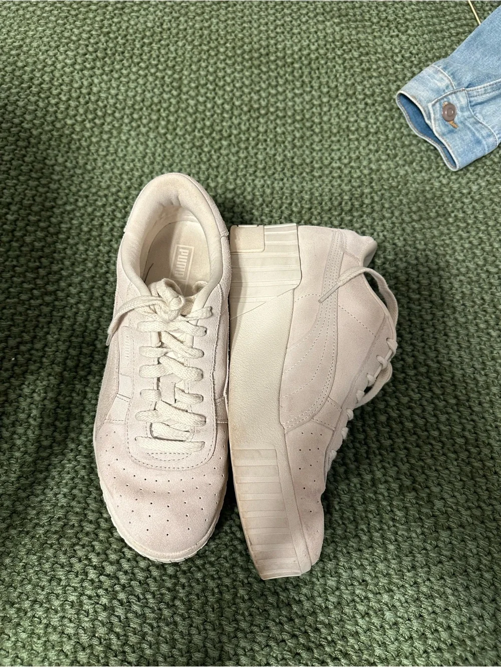 Puma Women's Cream Platform Suede Sneakers